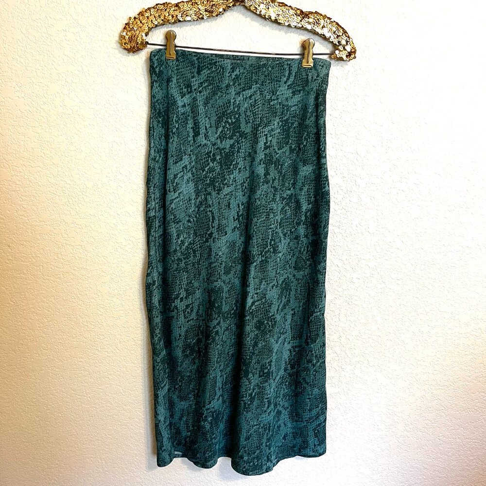 A New Day Green Snakeprint Midi Skirt